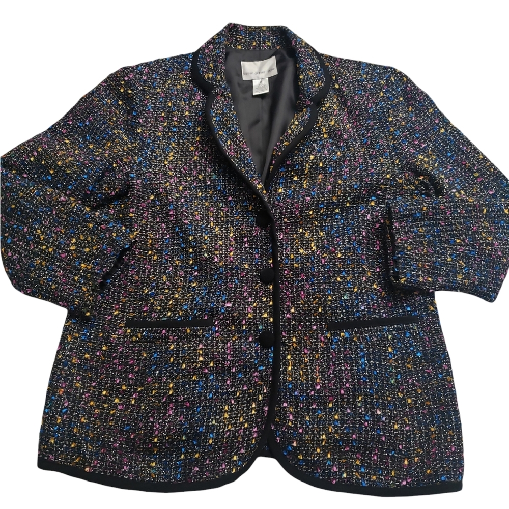 Susan Graver Style Blazer M Tweed Spring Colors Multicolor